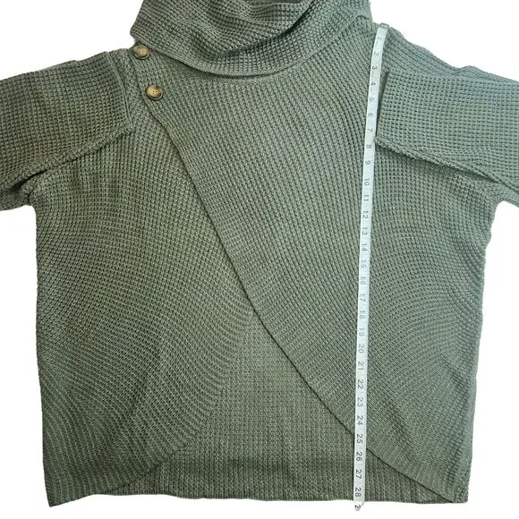 Kate & Sam Sweater Women XXL Olive Green Cowlneck Athleisure Wrap Minimalist Top - Picture 4 of 13